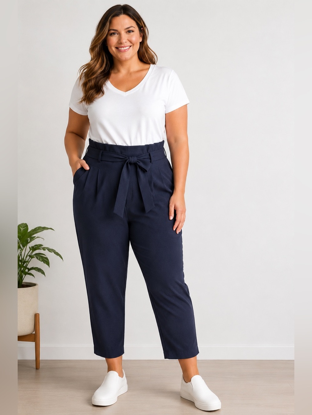 Athleta Skyline II Paperbag Crop Pants Navy Blue Plus Size 20 Travel Casual